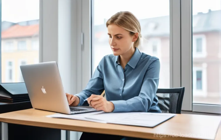 지방행정사로 커리어 전환한 사례 - **Prompt:** A focused, professional German woman in her late 30s, dressed in business casual attire ...