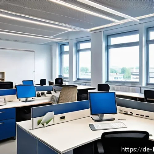 지방행정사 자격시험 연습 문제 제공 - A detailed scene inside a German municipal office showcasing the diverse organizational structure of...