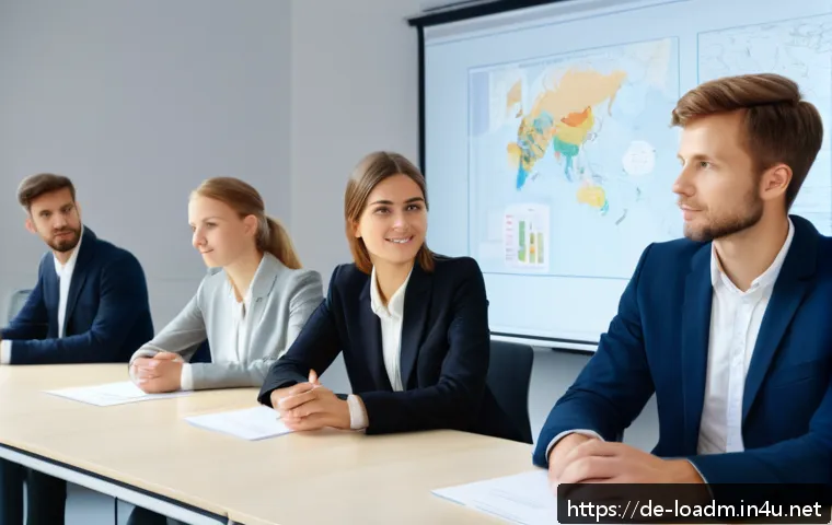 지방행정사 시험 응시 조건 - A professional German municipal administrative office scene showing diverse young adults in business...